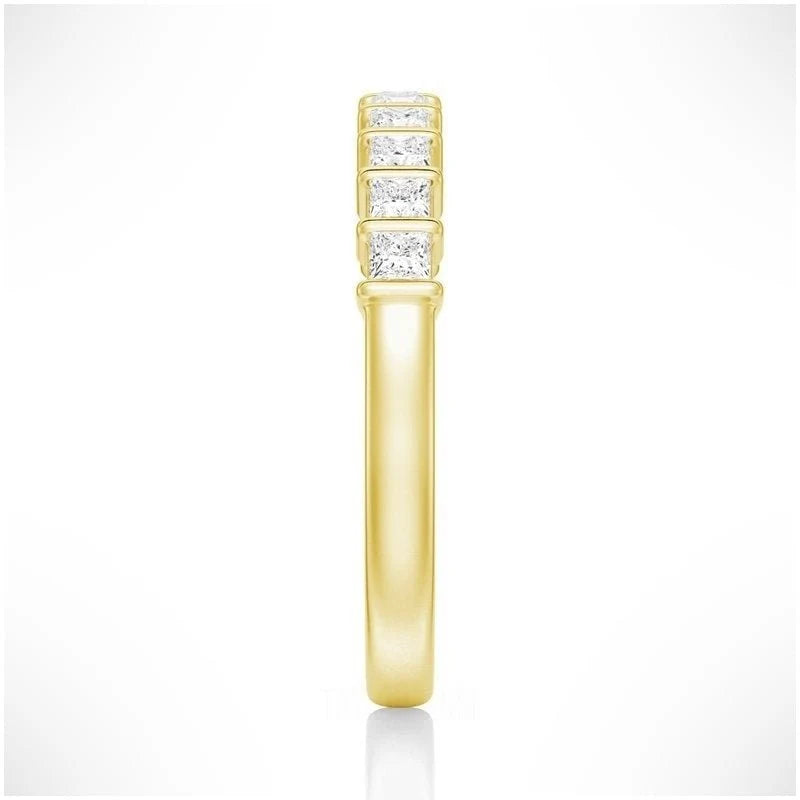 Princess Cut Moissanite Wedding Band – Half Eternity Ring in Gold or Silver