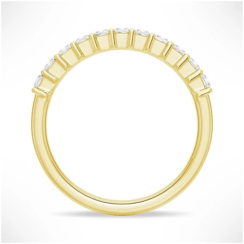 Princess Cut Moissanite Wedding Band – Half Eternity Ring in Gold or Silver