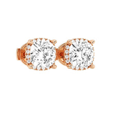 Load image into Gallery viewer, Cushion Cut Moissanite Halo Earrings – Silver, Gold &amp; Platinum