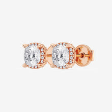 Load image into Gallery viewer, Cushion Cut Moissanite Halo Earrings – Silver, Gold &amp; Platinum