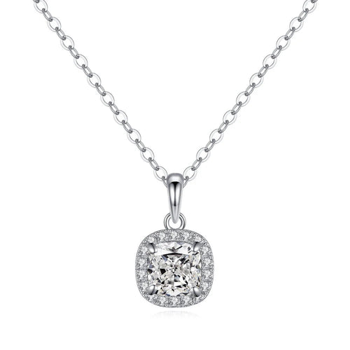 cushion cut moissanite necklace  