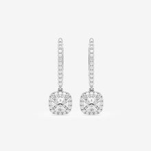 Load image into Gallery viewer, Cushion Cut Halo Moissanite Drop Earrings – Silver, Gold, Platinum