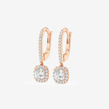 Load image into Gallery viewer, Cushion Cut Halo Moissanite Drop Earrings – Silver, Gold, Platinum