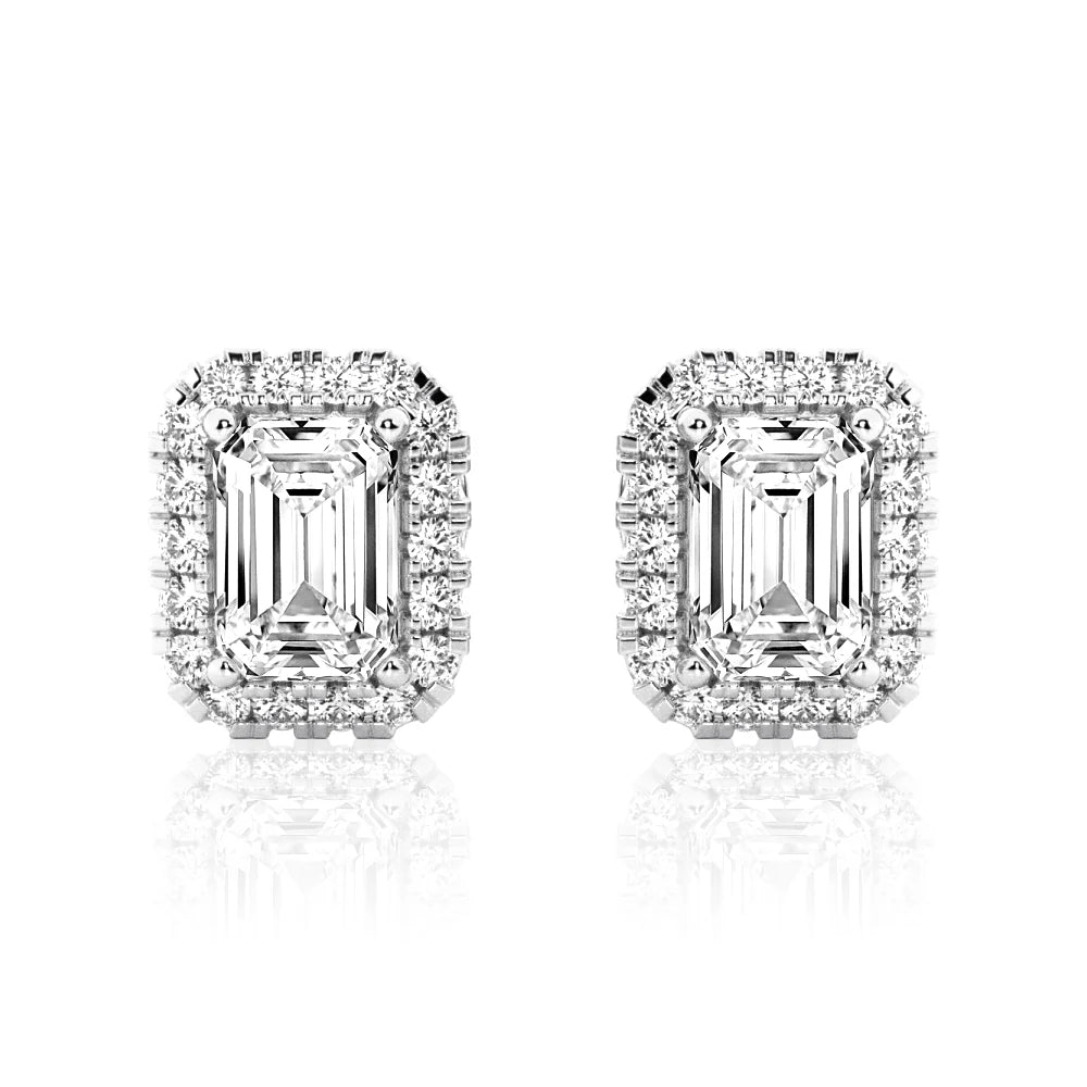 emerald cut moissanite earrings  