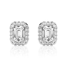 Load image into Gallery viewer, emerald cut moissanite earrings  