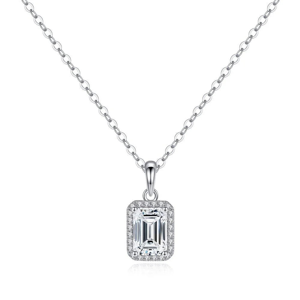 emerald cut moissanite necklace  