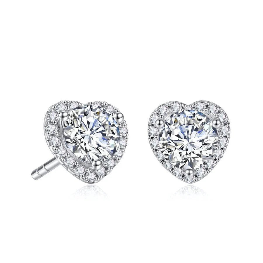 heart moissanite earrings  