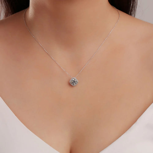 halo moissanite necklace  