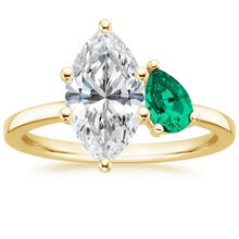Load image into Gallery viewer, Marquise and Pear Shaped Emerald Engagement Ring