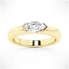 Load image into Gallery viewer, 1 Ct Marquise Moissanite Half Bezel Ring in Silver