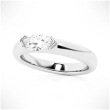 Load image into Gallery viewer, Side View of Marquise Half Bezel Engagement Band