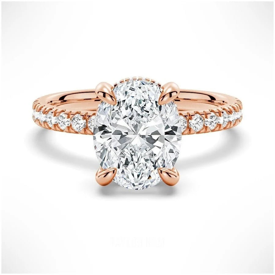 Micropavé Oval Moissanite Engagement Ring | TKEANAAL Fine Jewelry