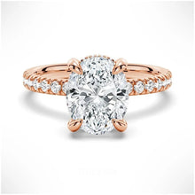 Load image into Gallery viewer, Micropavé Oval Moissanite Engagement Ring | TKEANAAL Fine Jewelry