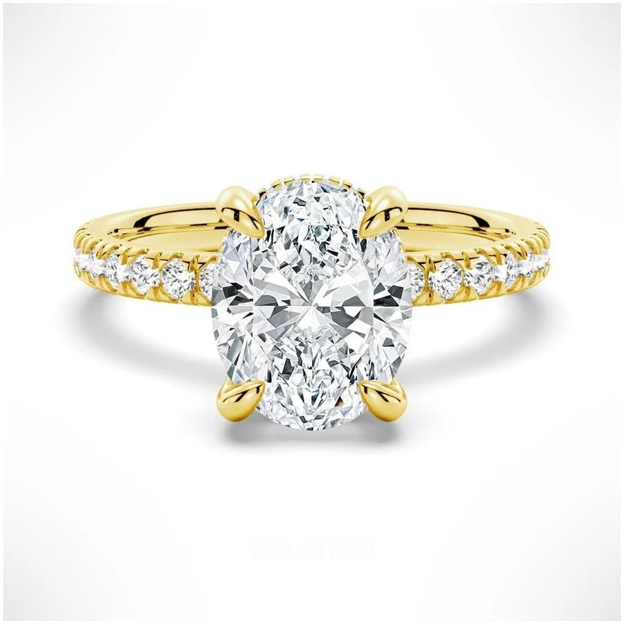 Elegant Oval Cut Moissanite with Accent Stones