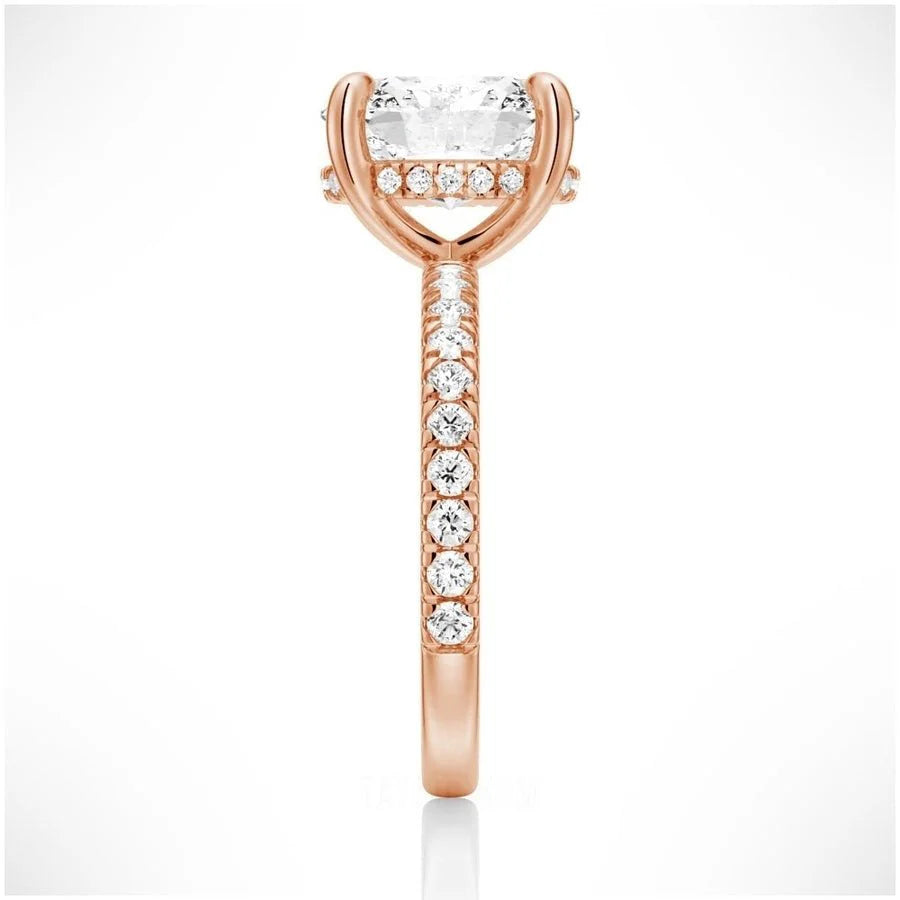 Micropavé Oval Moissanite Engagement Ring | TKEANAAL Fine Jewelry
