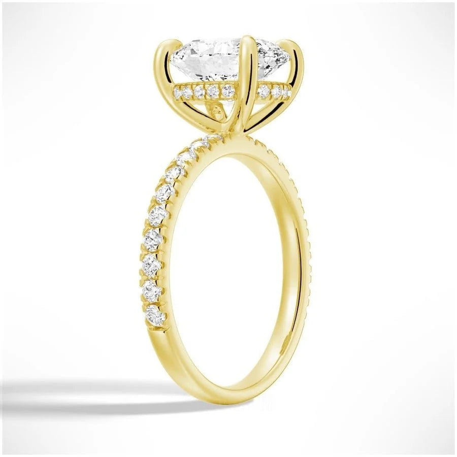 Micropavé Oval Moissanite Engagement Ring | TKEANAAL Fine Jewelry