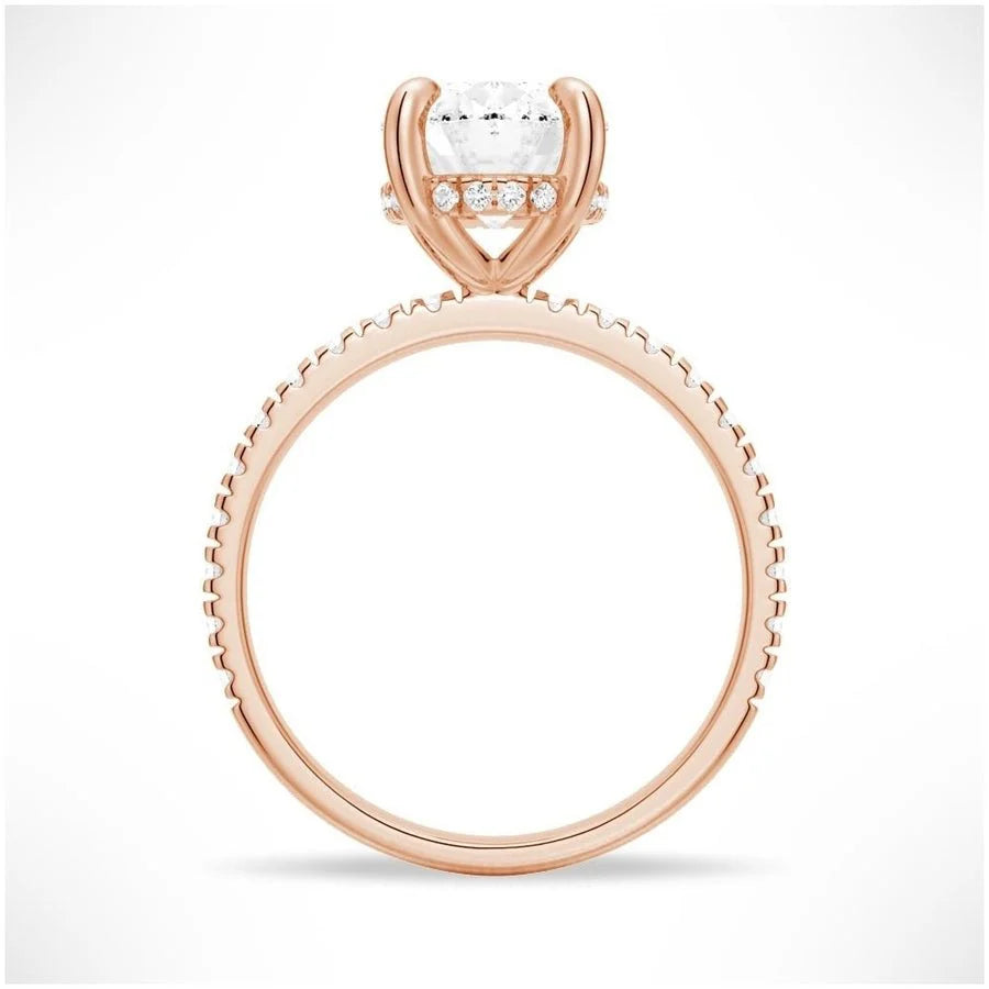 Micropavé Oval Moissanite Engagement Ring | TKEANAAL Fine Jewelry