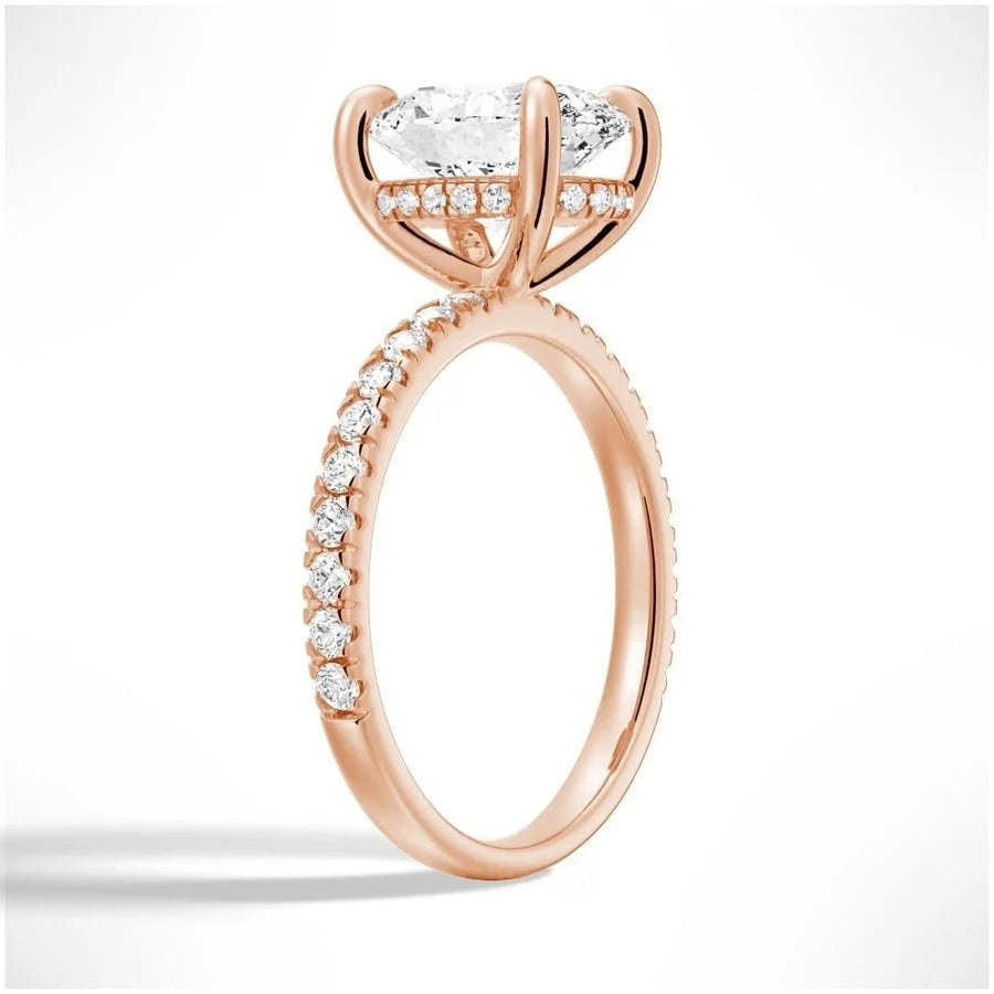 Micropavé Oval Moissanite Engagement Ring | TKEANAAL Fine Jewelry