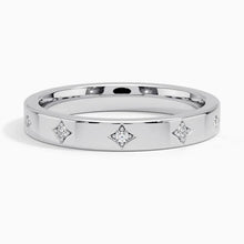 Load image into Gallery viewer, Curved Crown Moissanite Wedding Band with V Shape