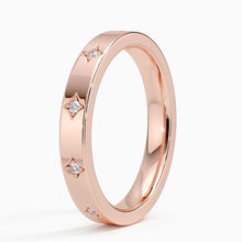 Load image into Gallery viewer, Curved Crown Marquise and Round Moissanite Wedding Band – Regal V-Shaped Eternity Ring