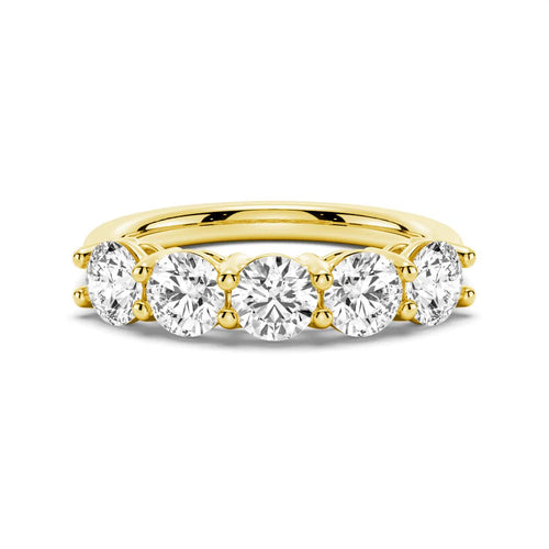 Gold Shared Prong Moissanite Ring Closeup