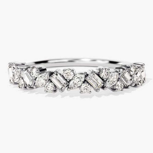 Multi-Cut Moissanite Wedding Band – Unique Eternity Ring