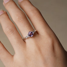 Load image into Gallery viewer, Natural Amethyst Three-Stone Ring in Silver