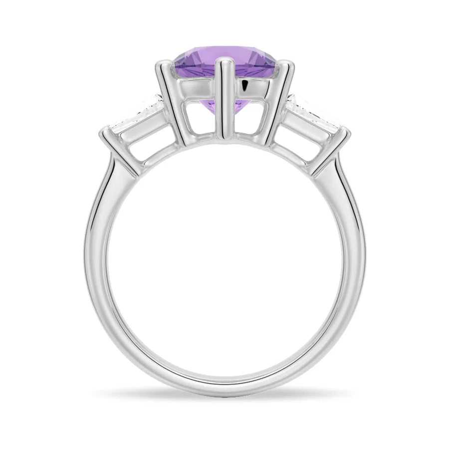 Side View of Amethyst and Moissanite Ring