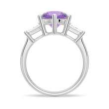 Load image into Gallery viewer, Side View of Amethyst and Moissanite Ring