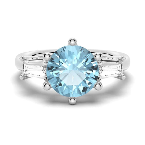 Sky Blue Topaz Three-Stone Silver Ring