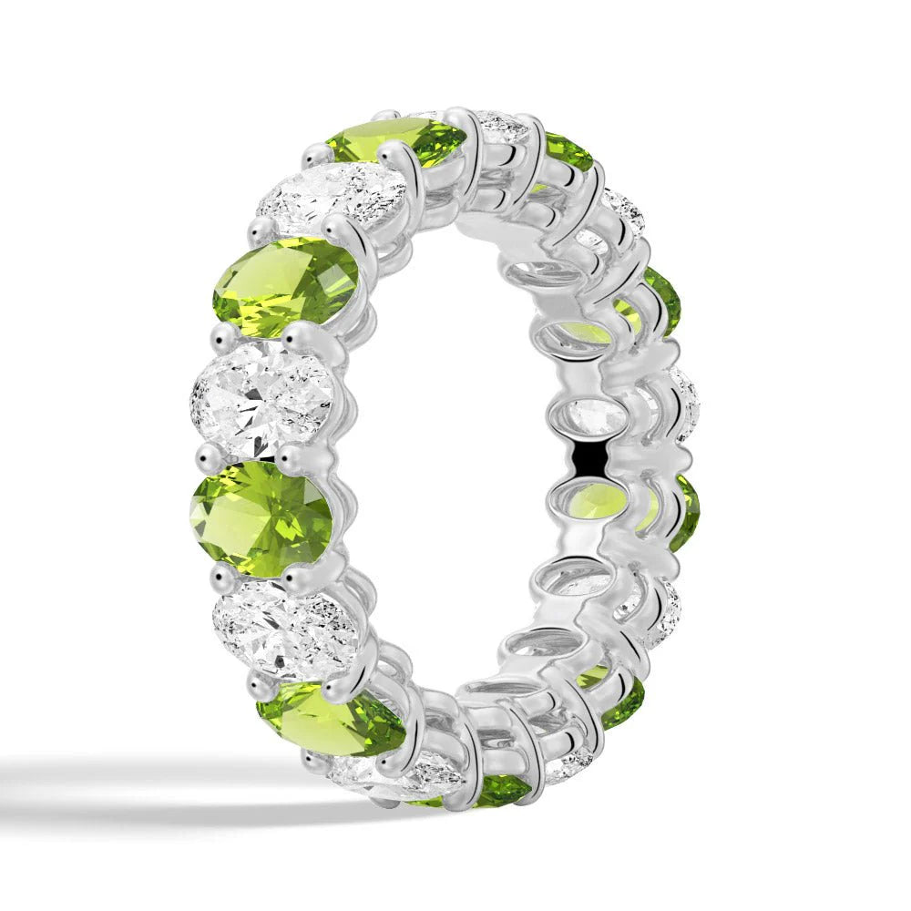 Oval Cut White Sapphire Men’s Wedding Band – Silver, Gold or Platinum Ring