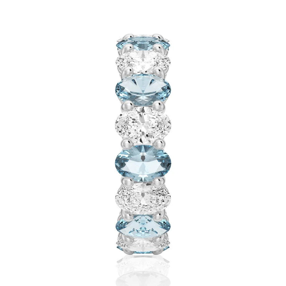 Oval Cut White Sapphire Men’s Wedding Band – Silver, Gold or Platinum Ring