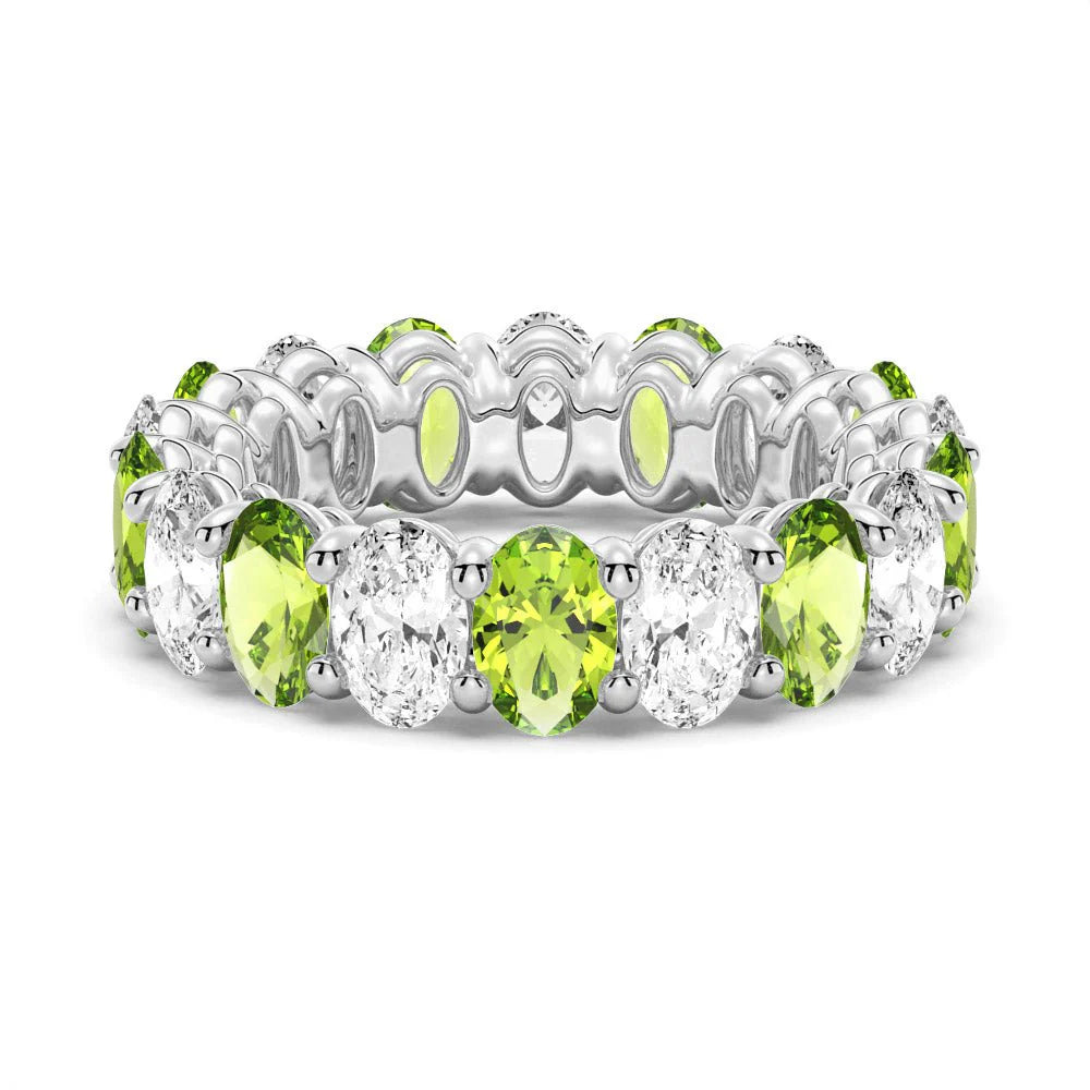 Oval Cut White Sapphire Men’s Wedding Band – Silver, Gold or Platinum Ring
