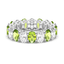 Load image into Gallery viewer, Oval Cut White Sapphire Men’s Wedding Band – Silver, Gold or Platinum Ring