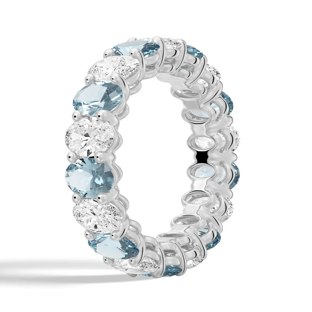 Oval Cut White Sapphire Men’s Wedding Band – Silver, Gold or Platinum Ring
