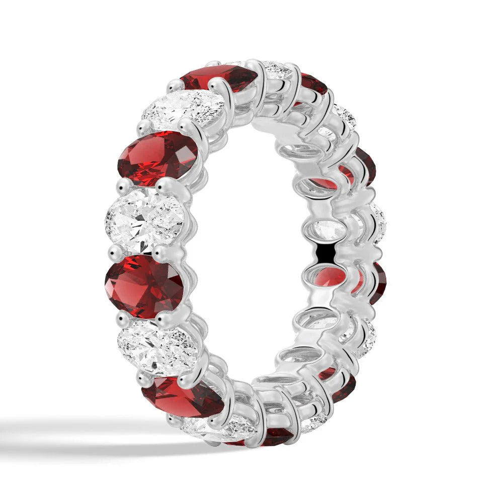 Oval Cut White Sapphire Men’s Wedding Band – Silver, Gold or Platinum Ring