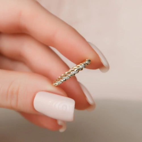 Delicate Twisted Moissanite Eternity Ring