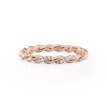 Load image into Gallery viewer, Pavé Delicately Braided Moissanite Wedding Band – Elegant Eternity Ring in Silver, Gold or Platinum