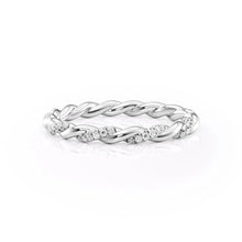 Load image into Gallery viewer, Pavé Delicately Braided Moissanite Wedding Band – Elegant Eternity Ring in Silver, Gold or Platinum