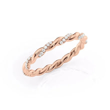 Load image into Gallery viewer, Pavé Delicately Braided Moissanite Wedding Band – Elegant Eternity Ring in Silver, Gold or Platinum