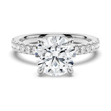Load image into Gallery viewer, Pavé Round Moissanite Engagement Ring with Hidden Halo