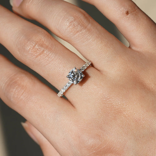 Elegant Moissanite Ring with Pavé Band