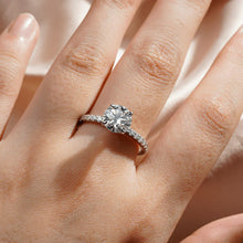 Load image into Gallery viewer, Pavé Set Round Moissanite Ring with Hidden Halo | TKEANAAL