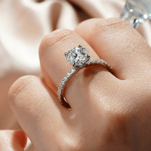 Load image into Gallery viewer, Hidden Halo Detail on Round Moissanite Ring