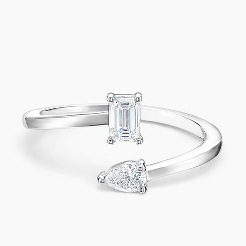 Pear and Emerald Moissanite Engagement Ring