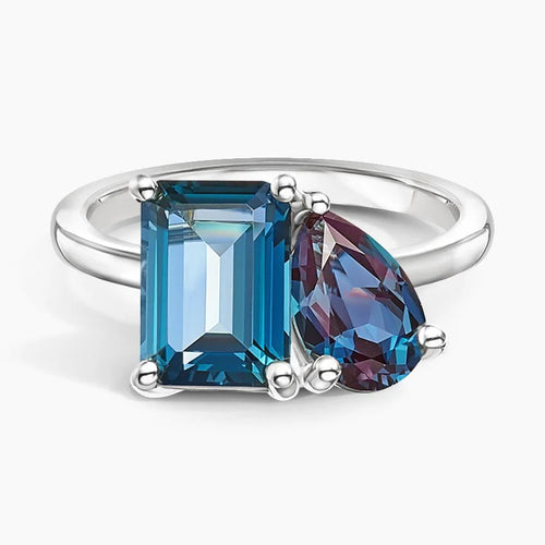 Pear and Emerald Shaped Gemstone Engagement Ring