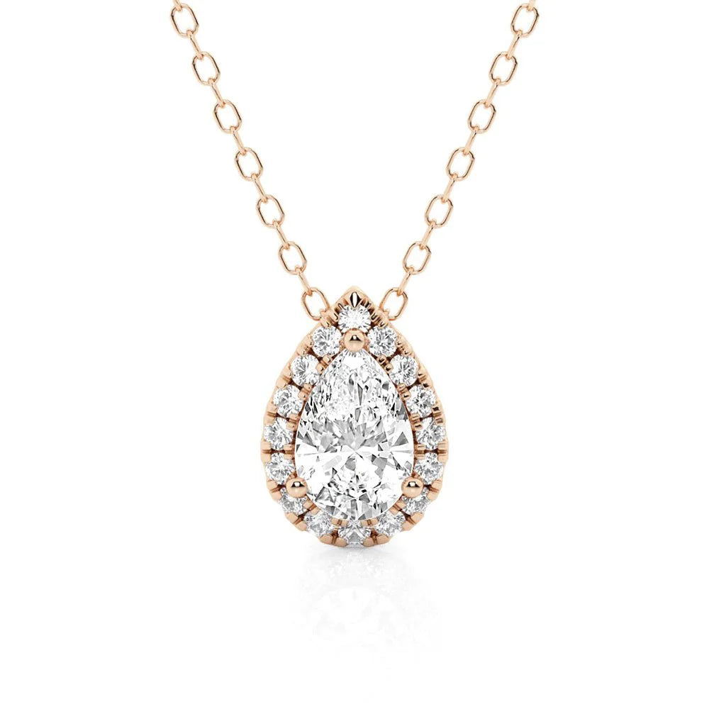 pave halo necklace  