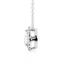 Load image into Gallery viewer, Pear Cut Moissanite Halo Necklace | Pavé Pendant in Silver &amp; Gold