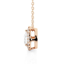 Load image into Gallery viewer, Pear Cut Moissanite Halo Necklace | Pavé Pendant in Silver &amp; Gold