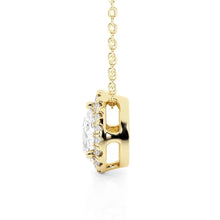 Load image into Gallery viewer, Pear Cut Moissanite Halo Necklace | Pavé Pendant in Silver &amp; Gold